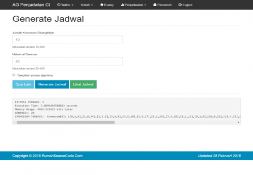 Source Code Algoritma Genetika Penjadwalan CodeIgniter