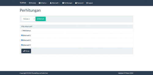 Source Code SPK Metode TOPSIS Periode Codeigniter
