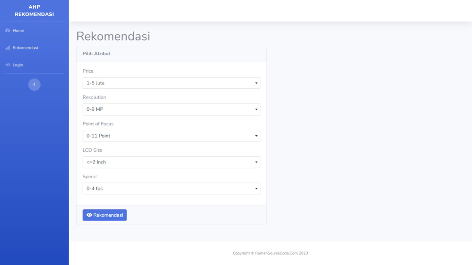 Source Code SPK Rekomendasi Metode AHP PHP