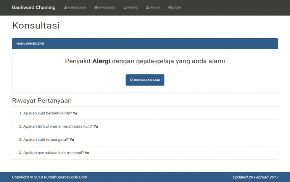 Source Code Sistem Pakar Metode Backward Chaining PHP
