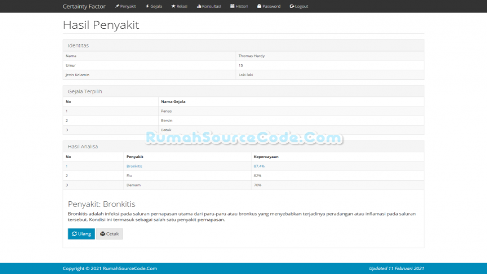 Source Code Sistem Pakar Metode Certainty Factor PHP