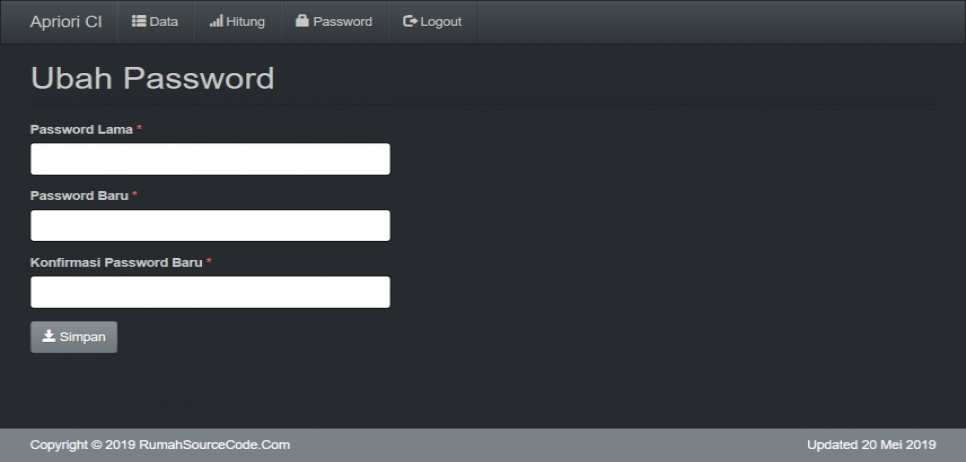 Data Mining Asosiasi Apriori CodeIgniter Password
