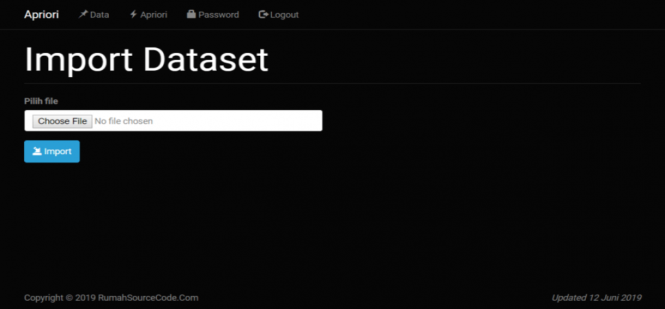 Data Mining Asosiasi Apriori Data Import