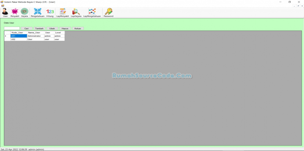 Sistem Pakat Metode Bayes C Sharp User