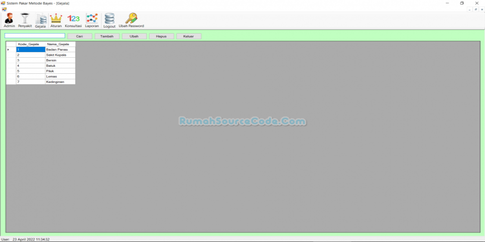 Sistem Pakar Metode Bayes VB Form Gejala