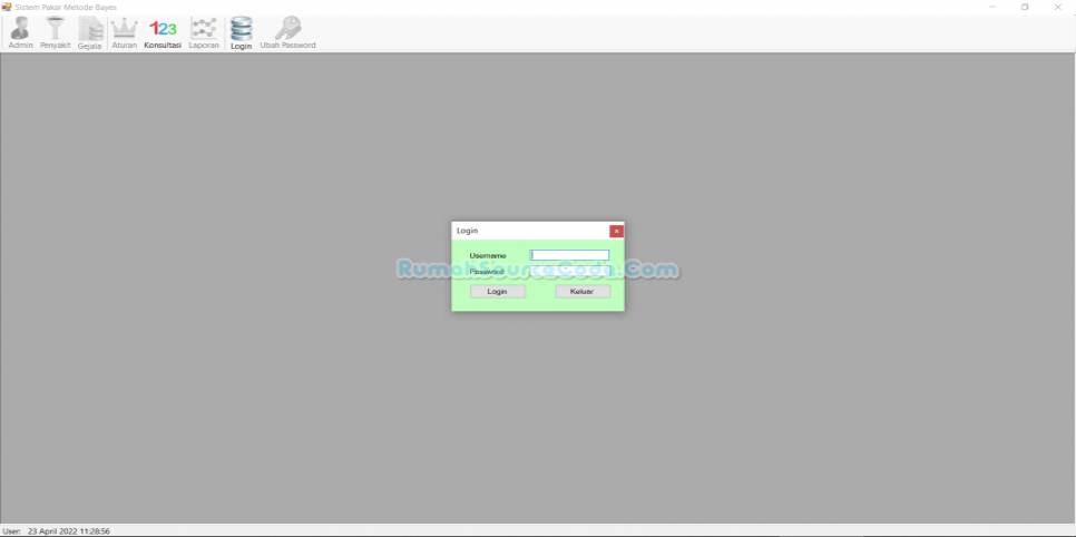 Sistem Pakar Metode Bayes VB Form Login