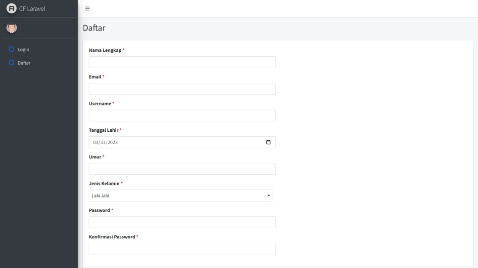 CF Laravel Daftar