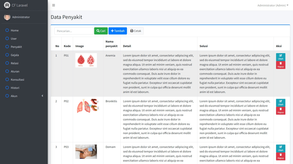 CF Laravel Penyakit
