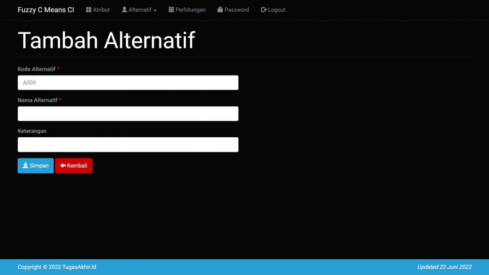 Fuzzy C Means CI Alternatif Tambah