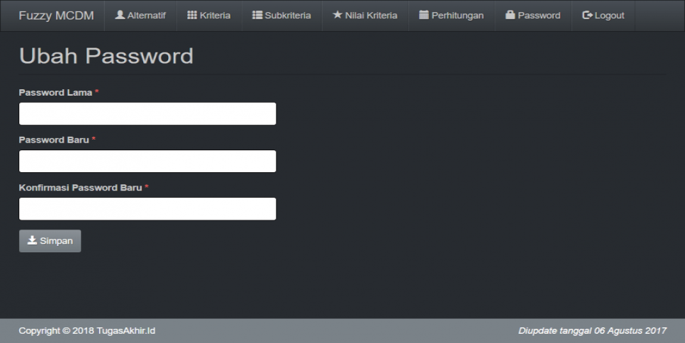 Fuzzy MCDM PHP Password