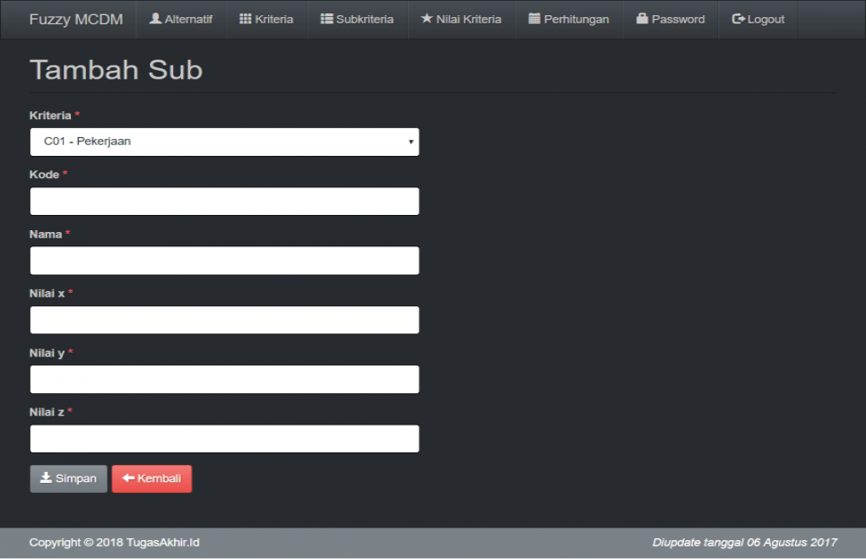 Fuzzy MCDM PHP Sub Kriteria Tambah