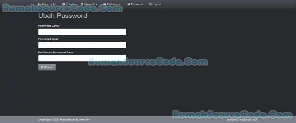 K Means CodeIgniter Password