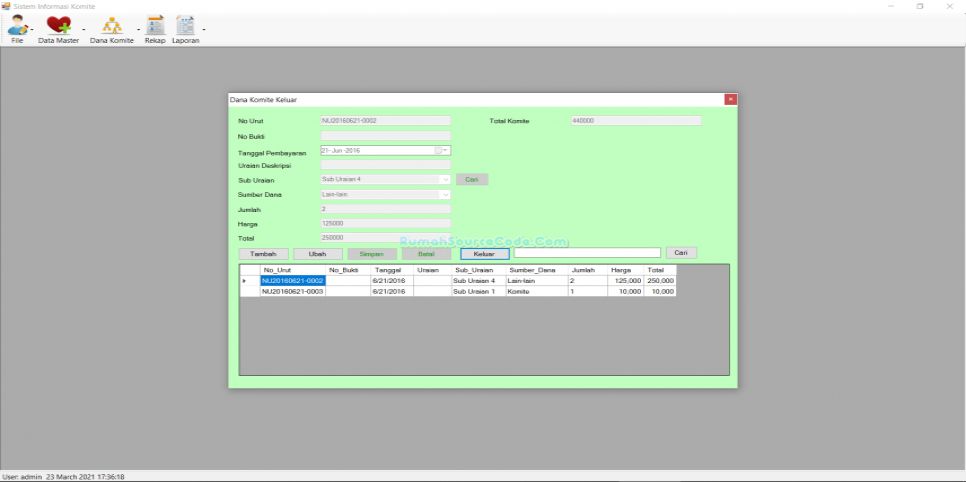Source Code Komite VB Komite Keluar