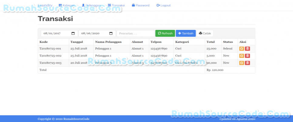 Source Code Laundry Transaksi