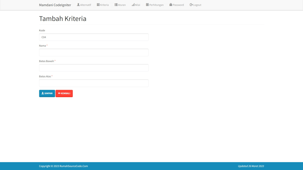 Mamdani CI Kriteria Tambah