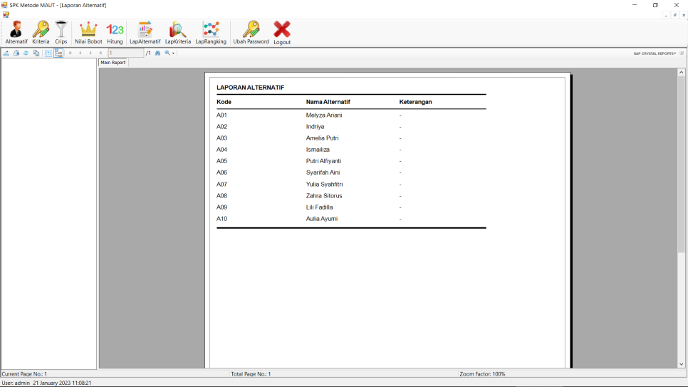 MAUT VB Laporan Alternatif