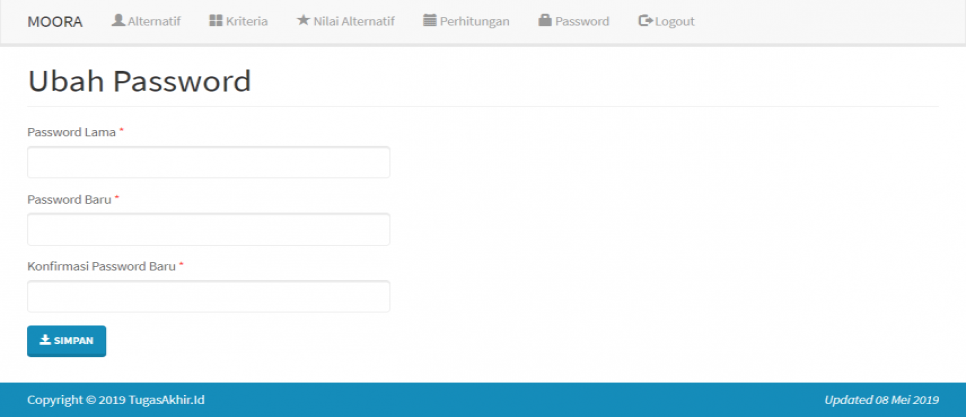 Source Code SPK Metode MOORA Password