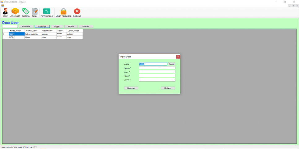 SPK Metode PROMETHEE VB User