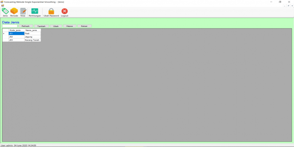 Single Exponential Smooting VB Jenis