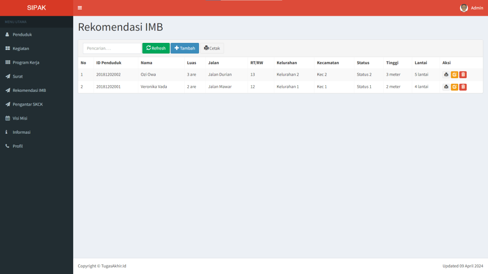 SIPAK PHP Rekomendasi IMB
