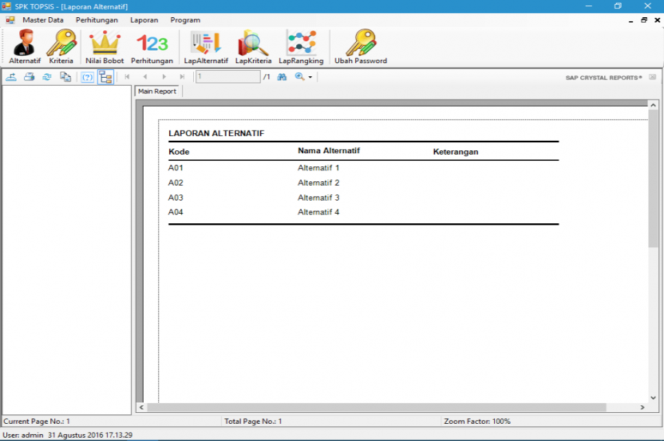 SPK Metode TOPSIS VB Laporan Alternatif