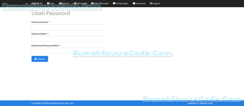 SPK Metode VIKOR CodeIgniter Ubah Password