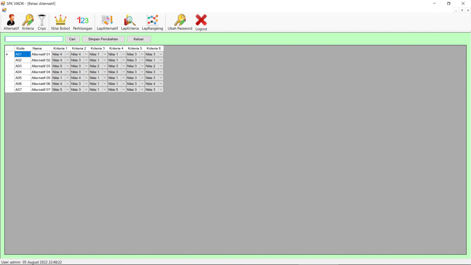 VIKOR VB Nilai Alternatif