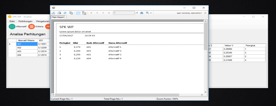 Weighted Product VB.Net Cetak Hasil